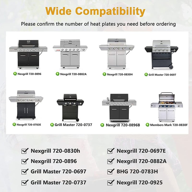 Criditpid Grill Heat Tent Plate Flame Tamer Compatible for Grill Master 720-0697 720-0737, Nexgrill 720-0830H 720-0783E 720-0830A 720-0830D, Porcelain Steel Burner Cover for Nexgrill 720-0830H - Image 2